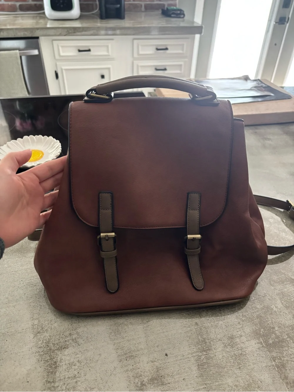 Brown Leather Backpack Bag